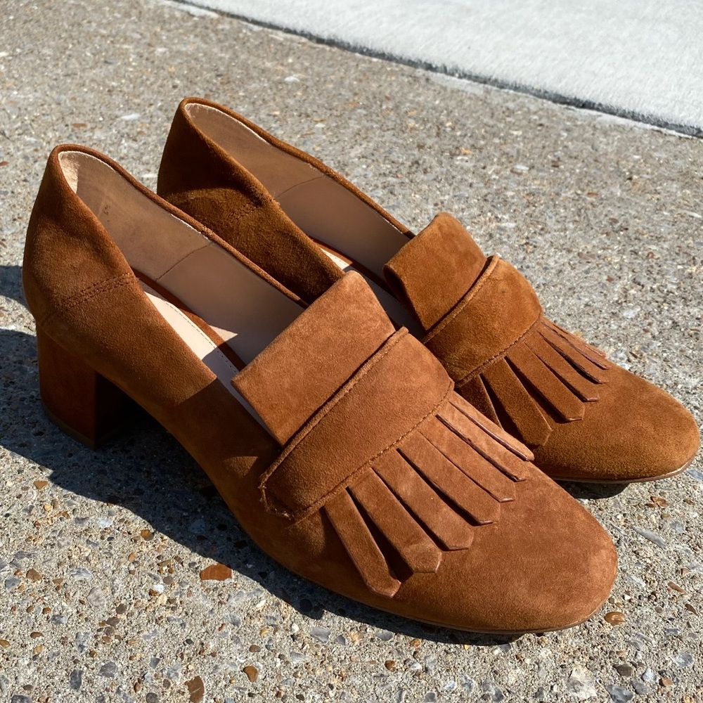 Mango Suede Heeled Loafers